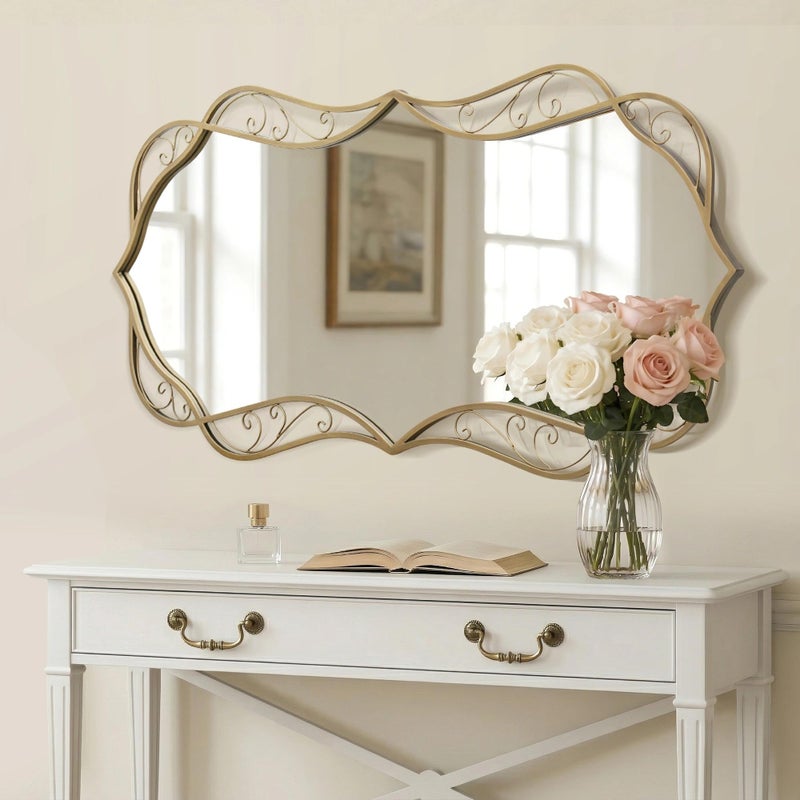 Besdomus Gold Bathroom Wall Mirror: 24"x48" Vintage Matt Gold Mirror for Wall - Vertical or Horizontal Hanging - Home Decor for Living Room/Fireplace/Bathroom - Wall Decor for Homemakers - Image 2