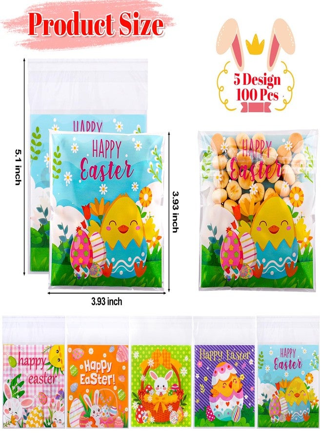 Nelisylux Easter Treat Bags, 100 PCS Self Sealing Clear Easter Goodie Bags, Plastic Easter Cellophane Candy Cookie Snack Goody Gift Bags for Easter Spring Holiday Party Favors Supplies Gift Giving Decorations - Image 3