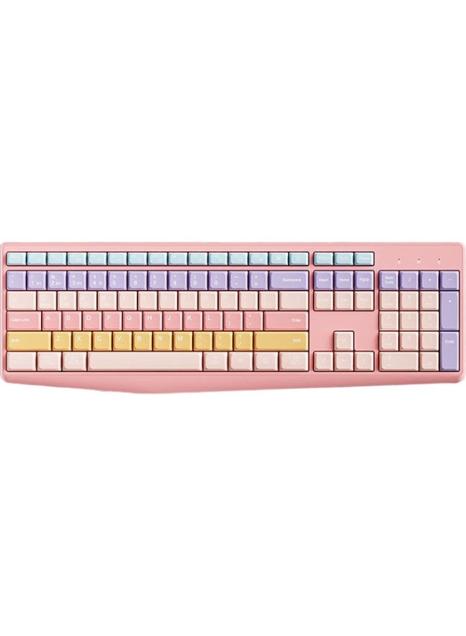 B.O.W Hangshi K161D Wireless Bluetooth Dual-Mode Keyboard, Home Office Tablet Phone Laptop Universal Quiet Keyboard, Gradient Sweet Pink - Image 1