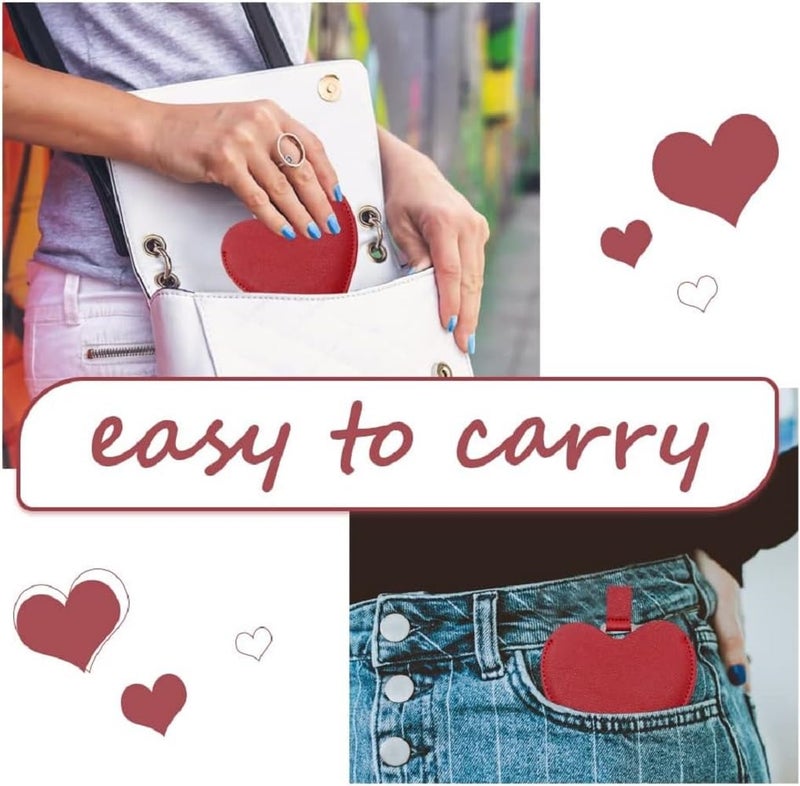 Hooipo Hooipo Stainless Steel Compact Mirror Heart Shaped Shatterproof Pocket Mirror with PU Leather Sleeve Mini Unbreakable Purse Mirror Portable for Travel Makeup Bag for Women Girls - Image 5