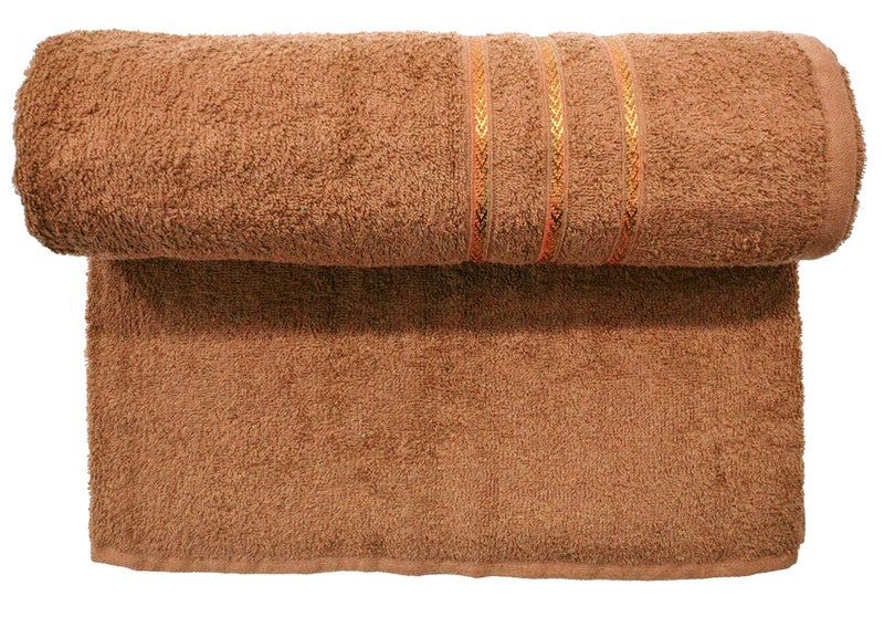 Bombay Dyeing Flora 400 GSM Cotton Bath Towel - Large, Brown - Image 1