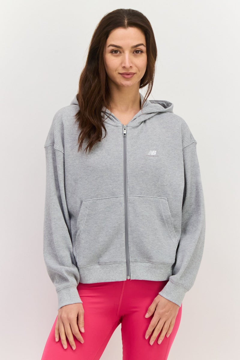 New Balance Women Sportswear Fit Long Sleeve Outdoor Hoodies, Grey - Image 1