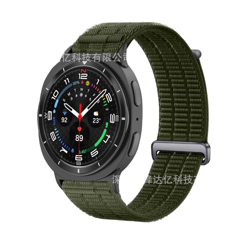 Adjustable Loop Strap Smartwatch Band Compatible with Samsung Galaxy Watch 8 with Fit Replacement Strap in Nylon Green - Image 4