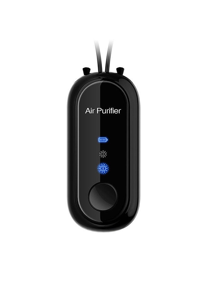 Mini Portable Hanging Neck Anion Air Purifier Fast Air Purification High/Low Gear Adjustment Built-in Battery Black(Lanyard)  - Image 1