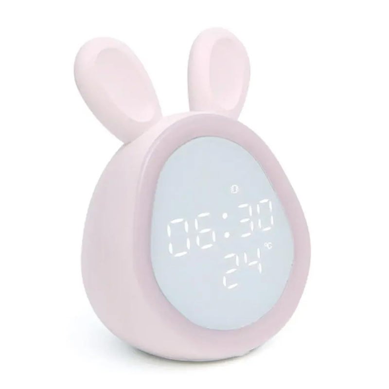 مُنبه رقمي بتصميم أرنب كرتوني GIFTER مع إضاءة LED / ساعة منبه رقمية بإضاءة خافتة قابلة للتعديل / ضوء ليلي ذكي للأطفال والأولاد والبنات بشكل لطيف - Image 2