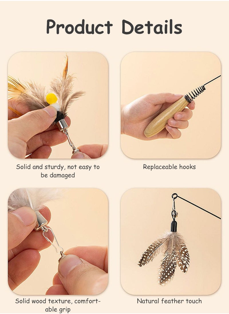 Kidle Cat Teaser Stick Cat Toy Self-Entertainment Long Rod Feather Replacement Head Bite-Resistant Interactive Artifact  - Image 2
