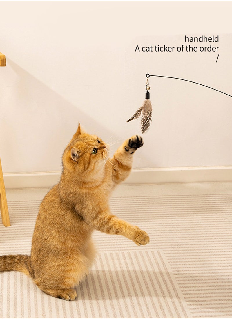 Kidle Cat Teaser Stick Cat Toy Self-Entertainment Long Rod Feather Replacement Head Bite-Resistant Interactive Artifact  - Image 3
