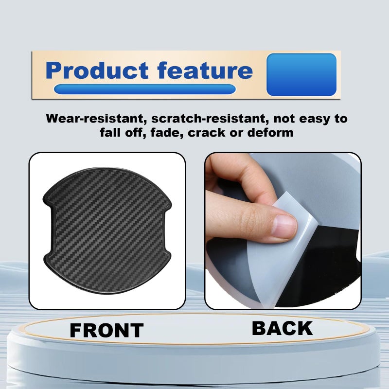 LTDCVTR 4PCS Car Door Handle Scratch Protector, Universal 3D Carbon Fiber Texture Anti-Scratch Doors Handle Paint Protection Film Cover Accessories for Most Vehicles (Large) - Image 3