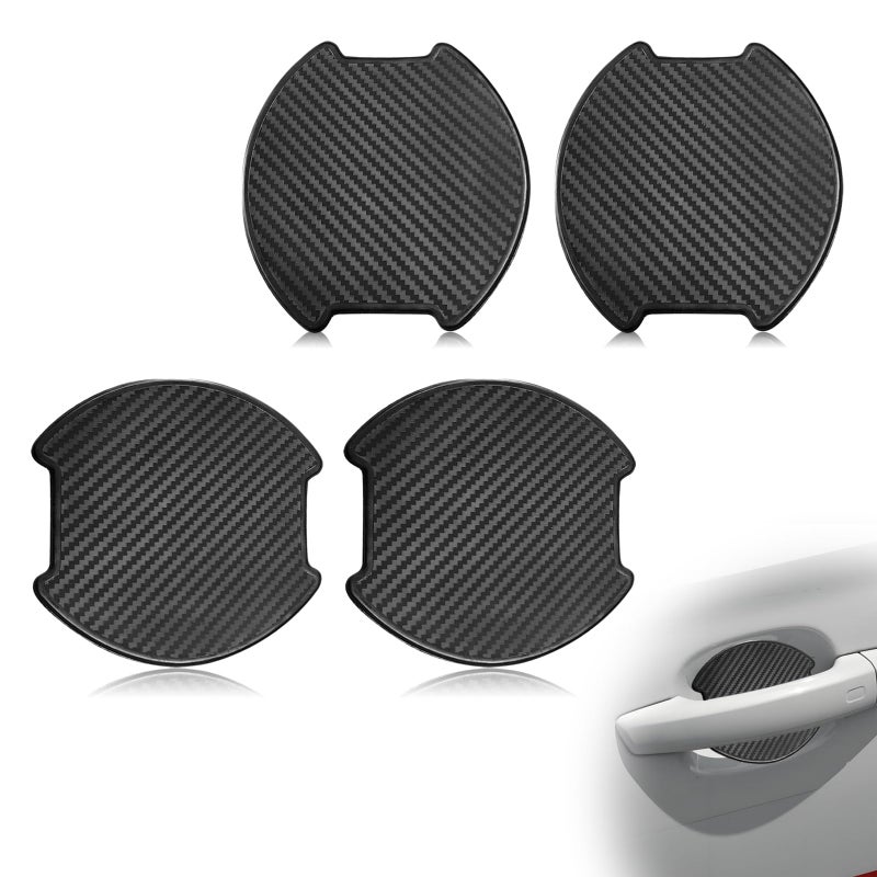 LTDCVTR 4PCS Car Door Handle Scratch Protector, Universal 3D Carbon Fiber Texture Anti-Scratch Doors Handle Paint Protection Film Cover Accessories for Most Vehicles (Large) - Image 1