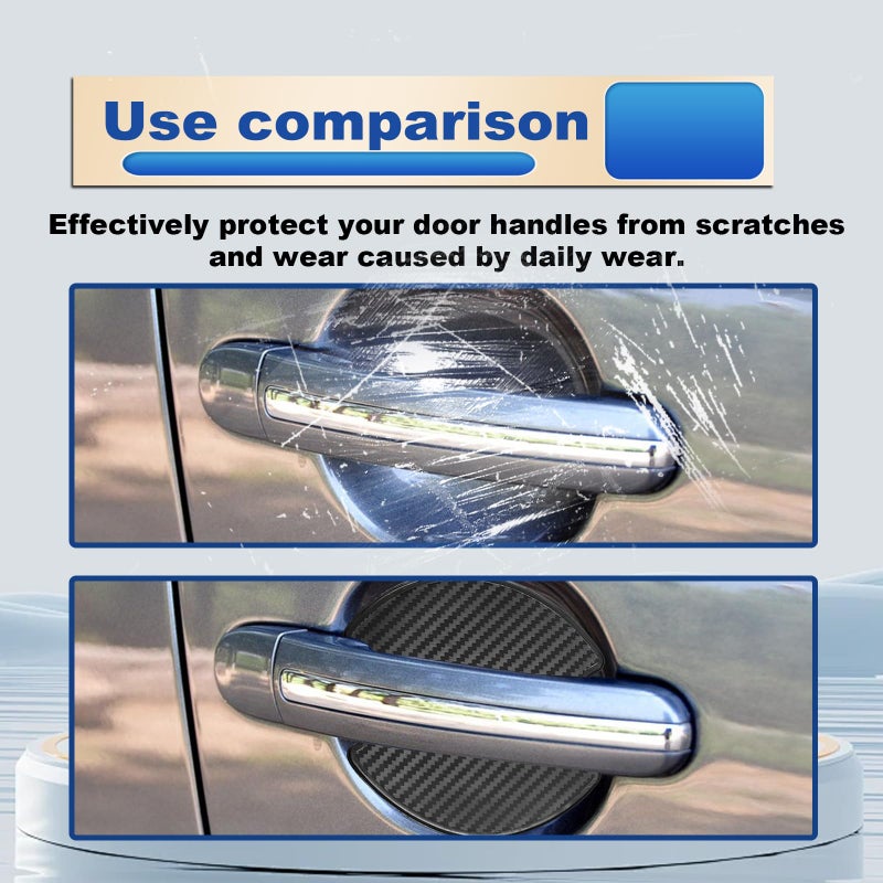 LTDCVTR 4PCS Car Door Handle Scratch Protector, Universal 3D Carbon Fiber Texture Anti-Scratch Doors Handle Paint Protection Film Cover Accessories for Most Vehicles (Large) - Image 5
