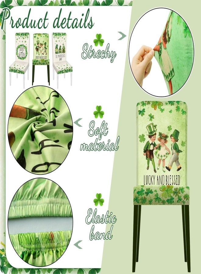 Yoande 6 Pcs Vintage Saint Patrick's Day Chair Covers St. Patrick Retro Chair Covers Stretch Removable Washable Slipcovers for Kitchen Dining Room Decor - Image 3