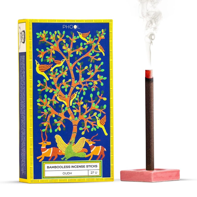 PHOOL LUXURY INCENSE Phool Bambooless Incense Sticks Oudh Dhoop Sticks for Pooja Special Char Dham Yatra Pack Dhoop Holder Inside Charcoal Free Oudh Agarbatti Burn Time 60 Mins Surprise Gift Inside - Image 1