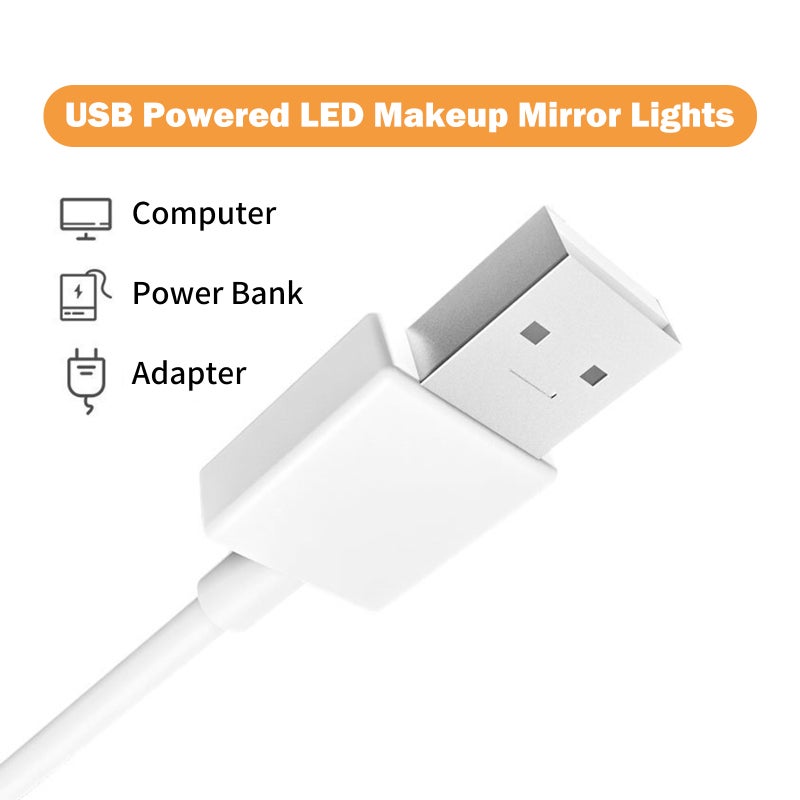 مصباح ضيوف مكياج LED: 6 قطع، ضوء ناعم يحمي العين، 3 أوضاع لونية، تحكم باللمس، يعمل بمنفذ USB - تثبيت سهل لطاولة التجميل في غرفة النوم ومحل الحلاقة والحمام - Image 5