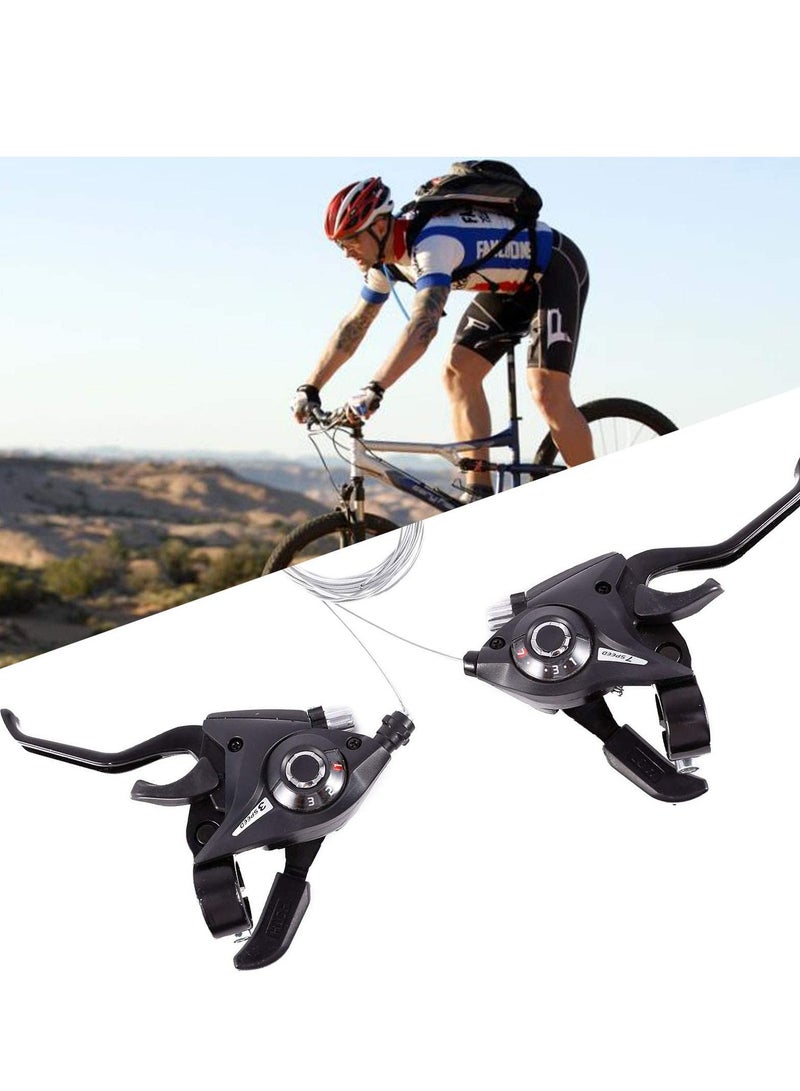 Y&D Bike Shifters, 2Pcs Gear Levers for Mountain Bikes Road Shifters Shift Brake Combination with Cable, 3x7 Speed Changer Shifter Set Cycle Transmission Mtb - Image 1