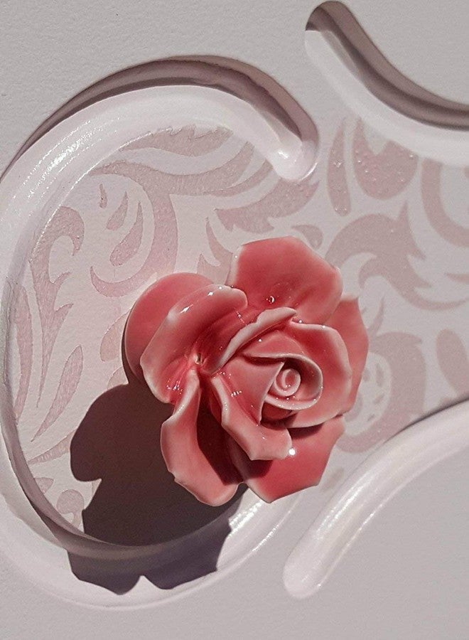 DLD Knobs, 8Pcs Elegant Pink Rose Pulls Flower Ceramic Cabinet Knobs Cupboard Drawer Pull Handles + Scre. - Image 3