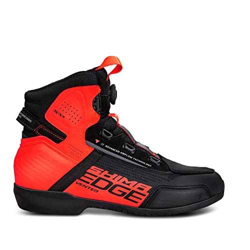 SHIMA أحذية موتوسيكل للرجال SHIMA Edge Vented - أحذية ركوب الشارع القابلة للتنفس، مع نظام إغلاق ATOP، دعم للكاحل، نعل مضاد للانزلاق، وسادة تروس (أحمر، 11.5) - Image 2