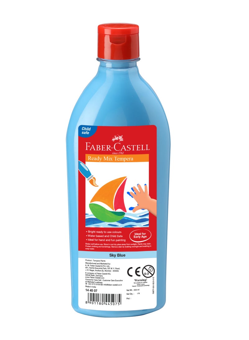 FABER-CASTELL READY MIX TEMPERA PAINTS 500ML SKY BLUE