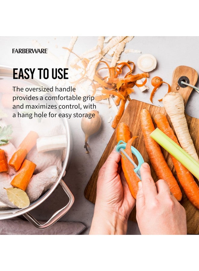 Farberware Euro Peeler, a Kitchen Essential for Quick and Easy Peeling of Produce, Chocolate, Cheeses and More, Features Hang-Hole for Easy Storage, Dishwasher Safe, Aqua Sky - Image 4