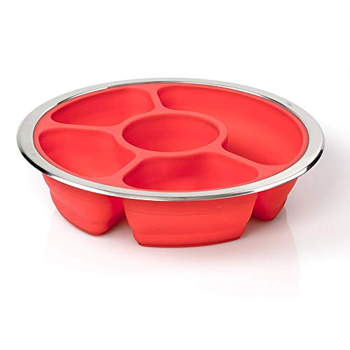 Good Cooking Collapsible 14" Party Serving Platter for Entertaining - Fruit, Veggie, Appetizer Server Tray w Stainless Steel Lid - Easy to Clean & Store, Portable, Dishwasher Safe- Host Gift - Image 2