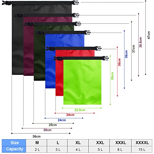 Shappy 6 Pcs 612 Pcs Waterproof Dry Bags Lightweight Outdoor Waterproof Dry Stuff Sacks 1585432 L and Long Adjustable Shoulder Strap for Kayaking Rafting Boating Hiking Camping Mix Colour - Image 3