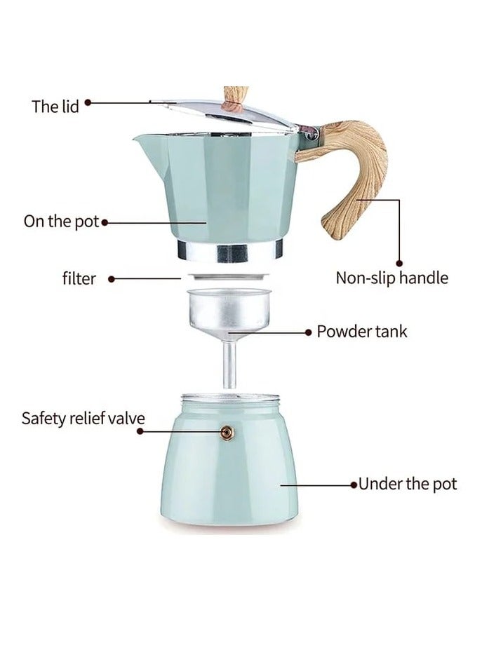 Liying Stovetop Espresso Maker Moka Pot (3cup), Leak-Proof, Perfect for Authentic Cuban & Italian Style Espresso (BLUE)  - Image 3