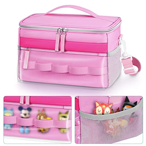 KENOBEE Travel Bag for Toniebox and Yoto Player, Large Capacity Audio Player Carry Case, With Transparent Bag for Tonies Figures, Mesh Pocket for Player Cards and Creative Tonies Characters, Pink - Image 4