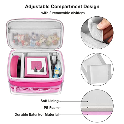 KENOBEE Travel Bag for Toniebox and Yoto Player, Large Capacity Audio Player Carry Case, With Transparent Bag for Tonies Figures, Mesh Pocket for Player Cards and Creative Tonies Characters, Pink - Image 2