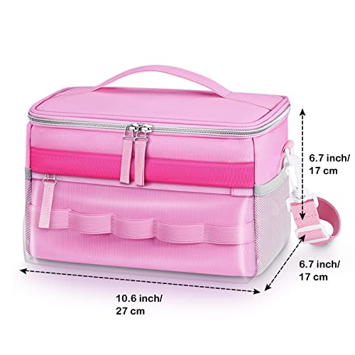 KENOBEE Travel Bag for Toniebox and Yoto Player, Large Capacity Audio Player Carry Case, With Transparent Bag for Tonies Figures, Mesh Pocket for Player Cards and Creative Tonies Characters, Pink - Image 5