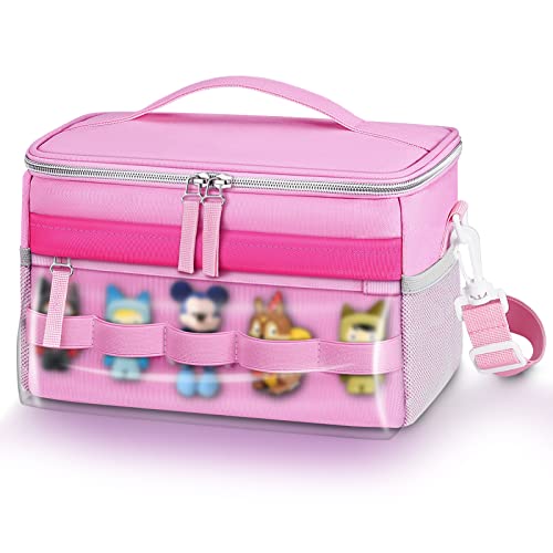KENOBEE Travel Bag for Toniebox and Yoto Player, Large Capacity Audio Player Carry Case, With Transparent Bag for Tonies Figures, Mesh Pocket for Player Cards and Creative Tonies Characters, Pink - Image 1