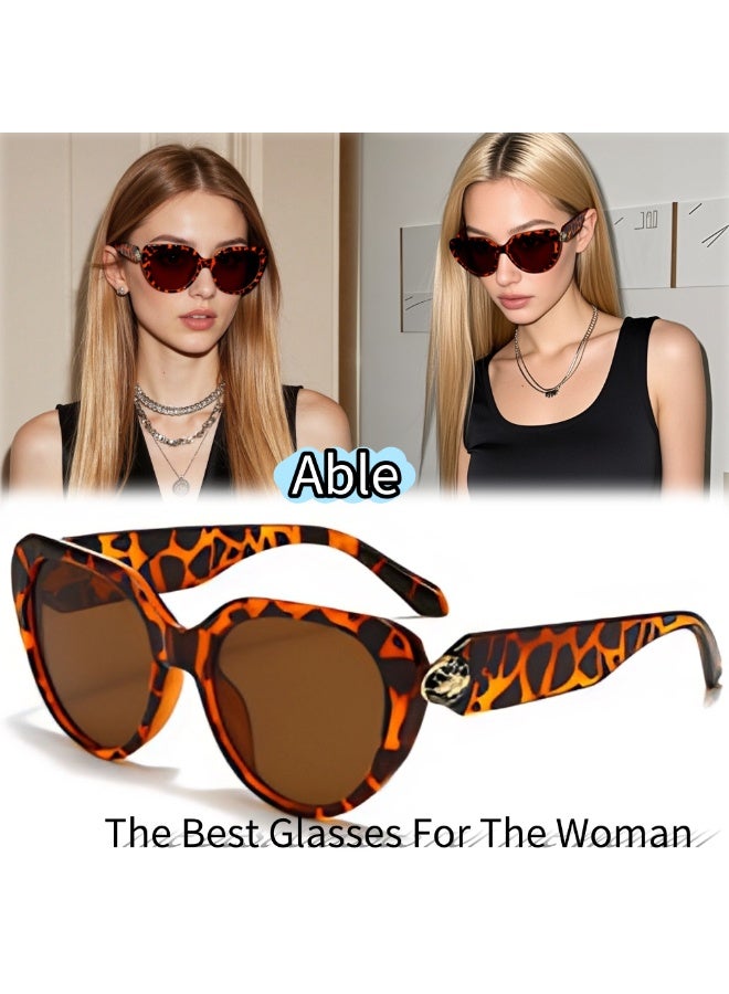 ABLE 【2025New Glasse】Women's cat-eye polarized sunglasses - UV400 UV protection, high-definition anti-glare, leopard print frame - suitable for shopping/driving/travel, stylish face-framing accessories - Image 1