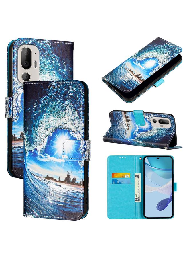 S-TOP Case For HTC U24 Pro Colored Drawing Pattern Plain Weave Leather Phone Case - Image 1