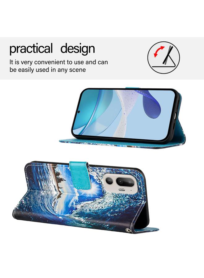 S-TOP Case For HTC U24 Pro Colored Drawing Pattern Plain Weave Leather Phone Case - Image 4