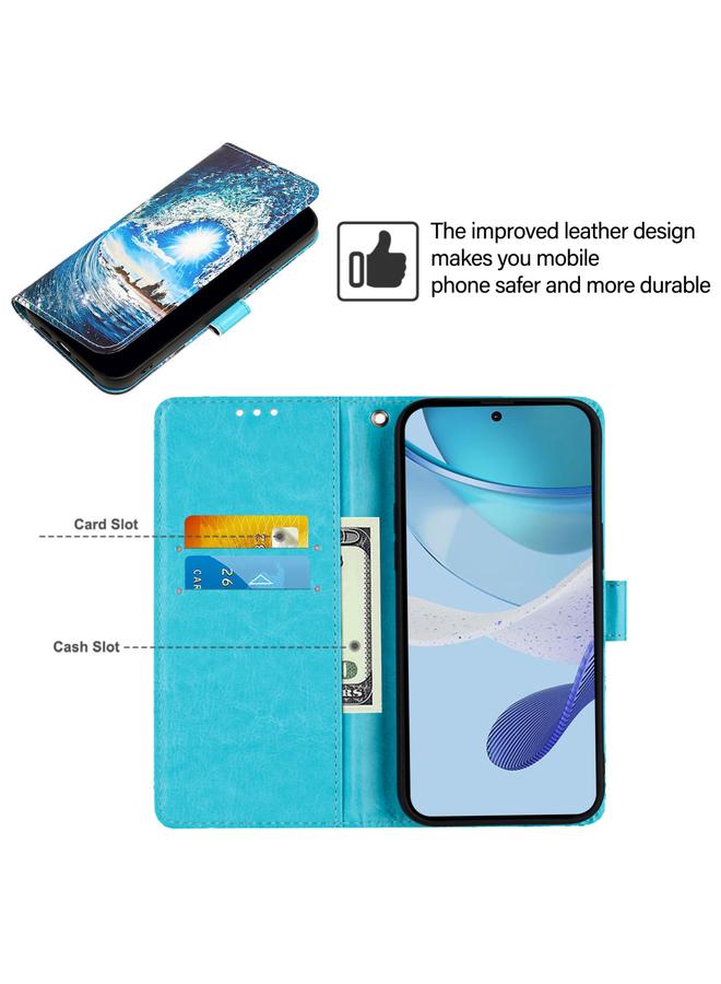 S-TOP Case For HTC U24 Pro Colored Drawing Pattern Plain Weave Leather Phone Case - Image 5