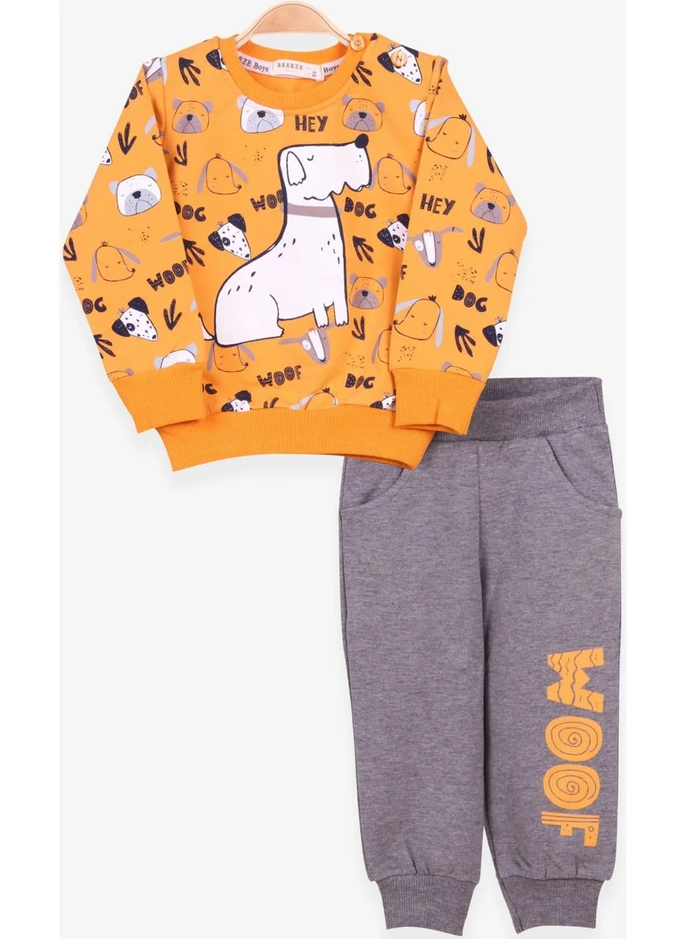 Breeze Boys Tracksuit Suit Print Patterned Mustard Yellow (1-4 Years)