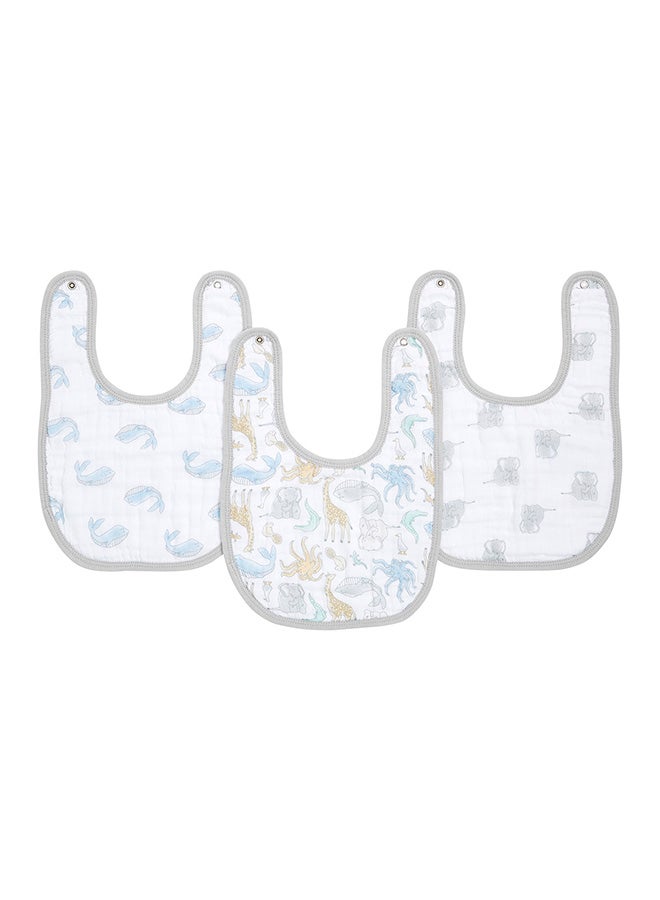 aden + anais Pack Of 3 Essentials Cotton Natural Snap Bib - Image 1
