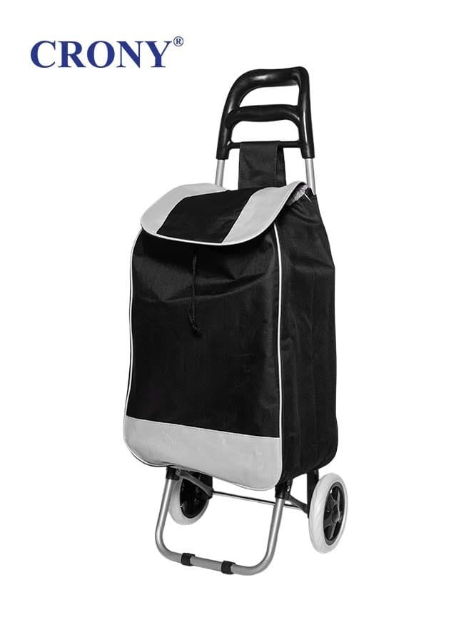 Crony SC001 Shopping Cart Shopping Trolley Bag Folding Shopping Cart Collapsible Trolley Bag | Black  - Image 1