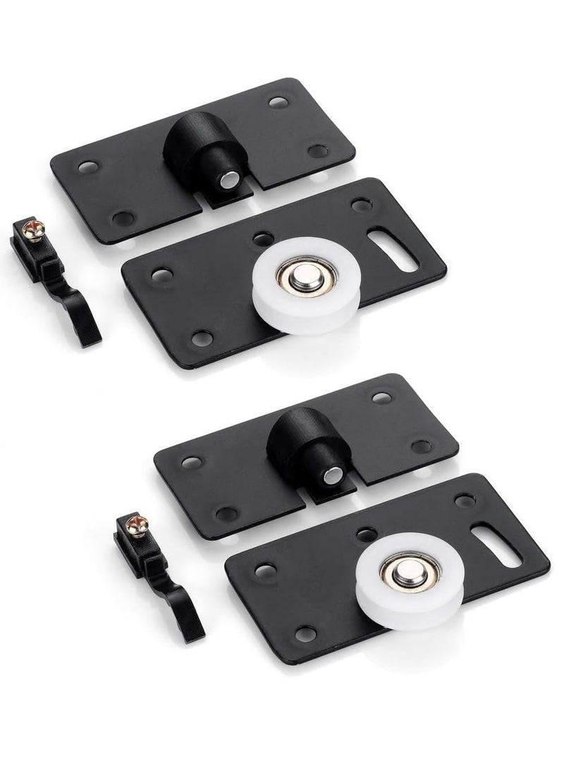 MileMelo - 2 Set Sliding Roller Pulley Silent Nylon Mounting Bottom Wheel with Top Switch Hardware Pulleys Replacement for Cabinet Door Closet Window Wardrobe Drawer Furniture Accessories - Image 1