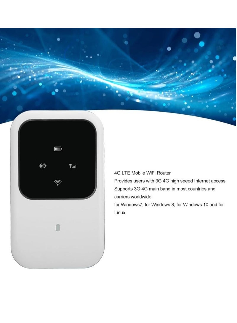 Portable WiFi Mobile Router 4G LTE, 4G LTE Mobile WiFi Router with SIM Slot High Speed Pocket WiFi Router Connect up to 10 Devices, 2400mAh Battery, for Car Outdoor Travel - Image 2