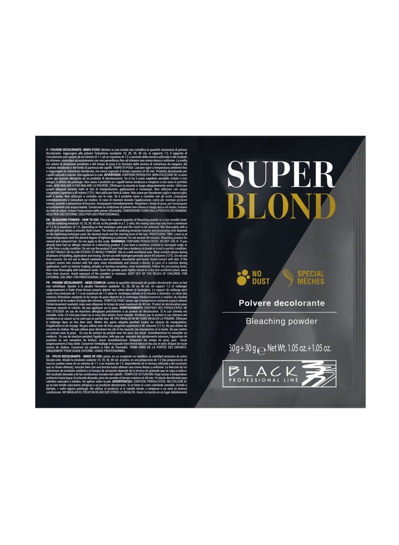 Black Professional Line Super Blond Bleaching Powder 30g x2 – Intense Lightening Blue Powder - Image 1