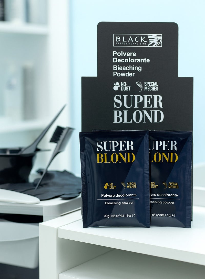 Black Professional Line Super Blond Bleaching Powder 30g x2 – Intense Lightening Blue Powder - Image 3