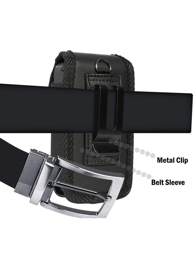 Nakedcellphone Case for Kyocera Flip Phone, Nakedcellphone Black Vegan Leather Vertical Pouch [with Belt Loop, Metal Clip, Magnetic Closure] for DuraXV Extreme E4810, DuraXV LTE E4610, DuraXE Epic E4830, DuraXTP  - Image 4
