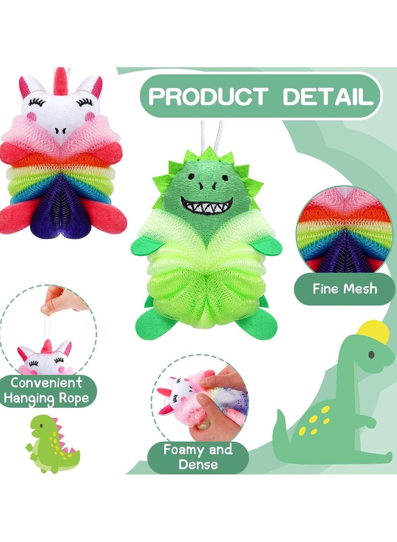 GNAFOTU 2Pcs Bath Loofahs for Kids, Cartoon Shower Puff Body Scrubber Shower Washing Exfoliating Soft Body Puff Sponge，Kids Shower Puff for Children Shower Kids sponges，Washing Puffs for Bath  - Image 3
