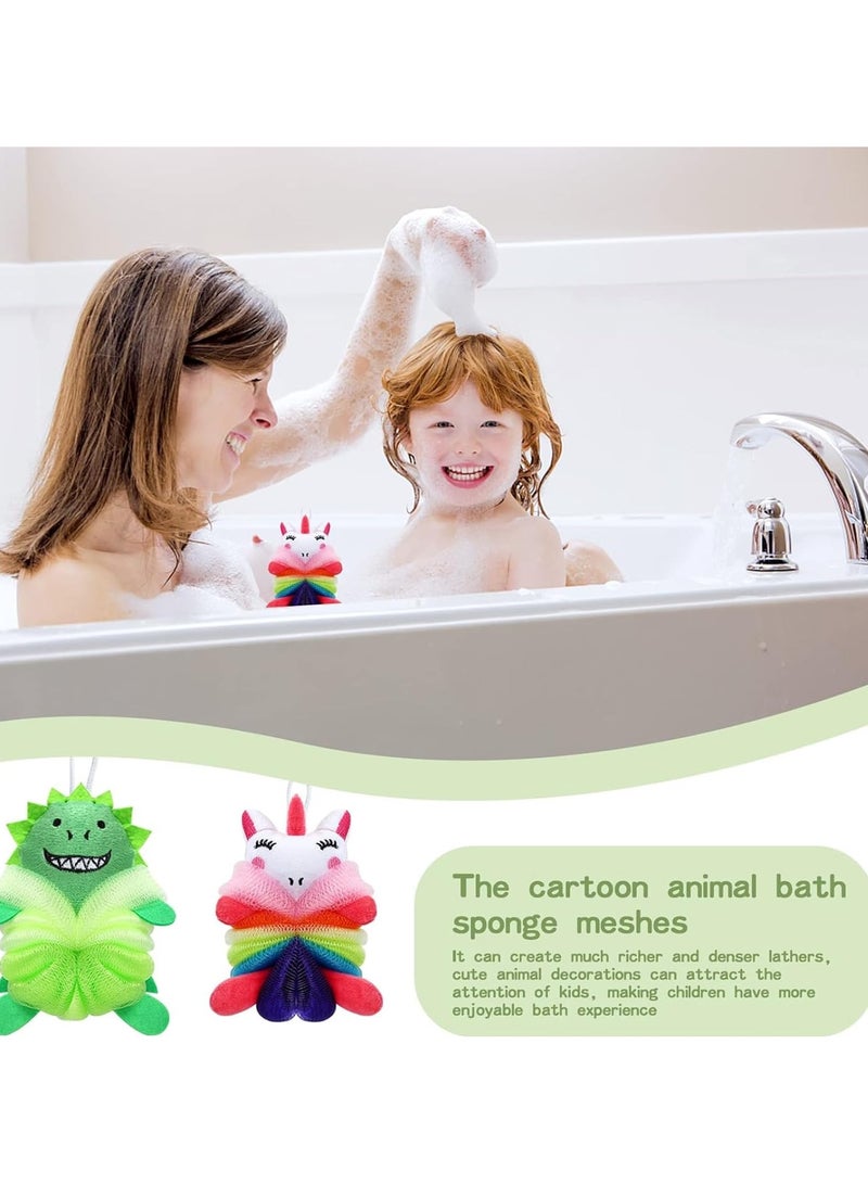 GNAFOTU 2Pcs Bath Loofahs for Kids, Cartoon Shower Puff Body Scrubber Shower Washing Exfoliating Soft Body Puff Sponge，Kids Shower Puff for Children Shower Kids sponges，Washing Puffs for Bath  - Image 5