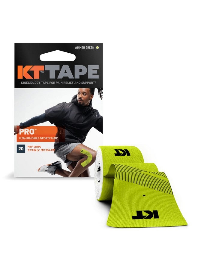 كيه تي تيب شريط KT، شريط رياضي احترافي صناعي لعلم الحركة، 20 قطعة، شريط مقطوع مسبقًا بطول 10 بوصات، لون أخضر وينر - Image 1