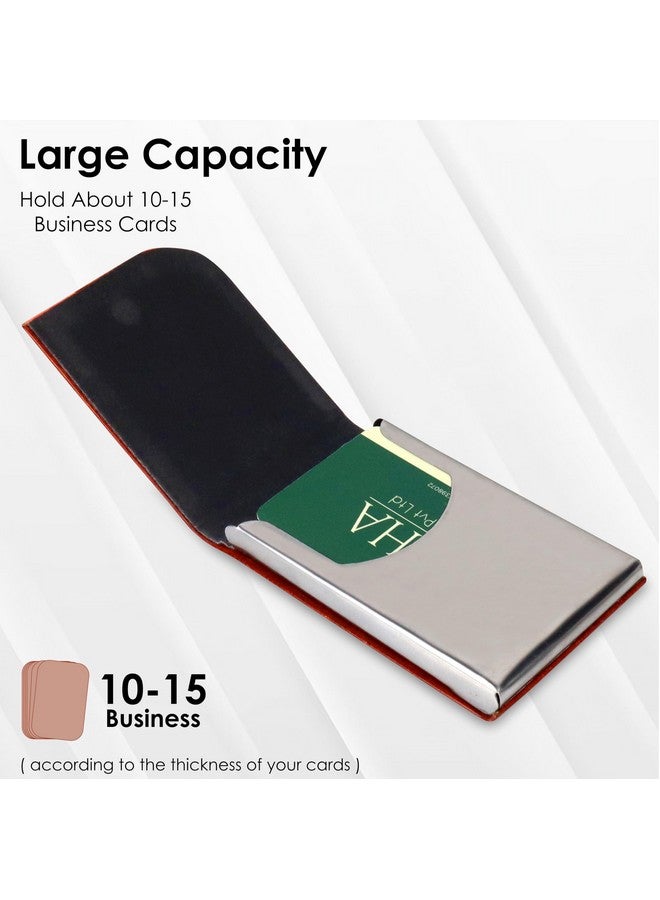 AYAHA PU Leather and Stainless Steel Credit Card Holder, Professional Business Card, Visiting Card Holder for Men & Women Card Case Wallet with Magnetic Clasp - Image 2