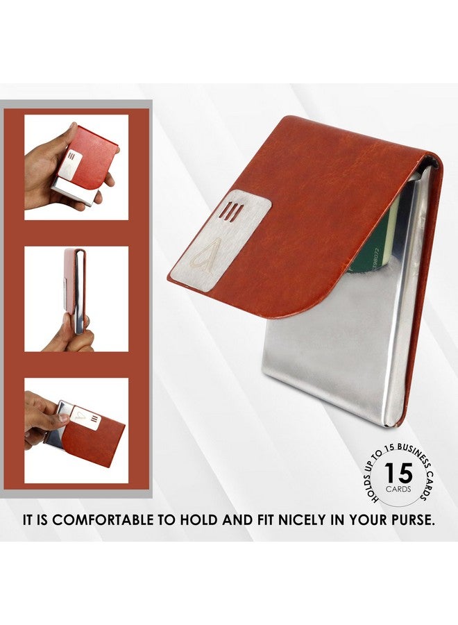 AYAHA PU Leather and Stainless Steel Credit Card Holder, Professional Business Card, Visiting Card Holder for Men & Women Card Case Wallet with Magnetic Clasp - Image 5