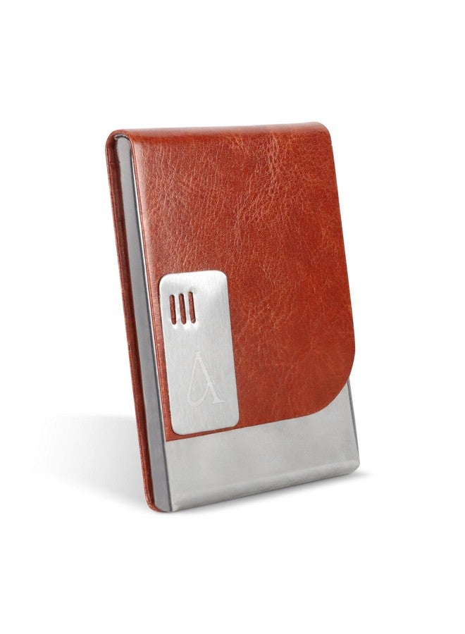 AYAHA PU Leather and Stainless Steel Credit Card Holder, Professional Business Card, Visiting Card Holder for Men & Women Card Case Wallet with Magnetic Clasp - Image 1