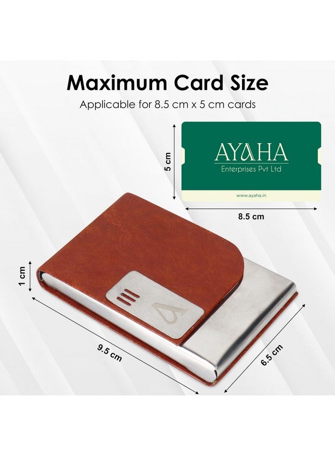 AYAHA PU Leather and Stainless Steel Credit Card Holder, Professional Business Card, Visiting Card Holder for Men & Women Card Case Wallet with Magnetic Clasp - Image 4