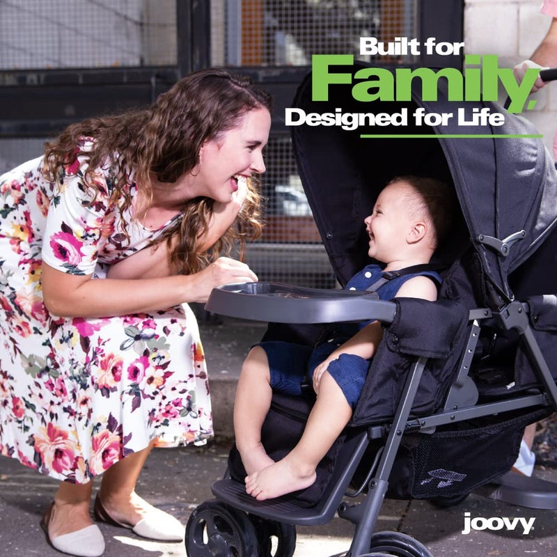 Joovy Caboose Too Sit and Stand Double Stroller Featuring Universal Car Seat Adapter 3Way Reclining Seats Option to Use Rear Seat Bench Seat or Standing Platform Black - Image 5