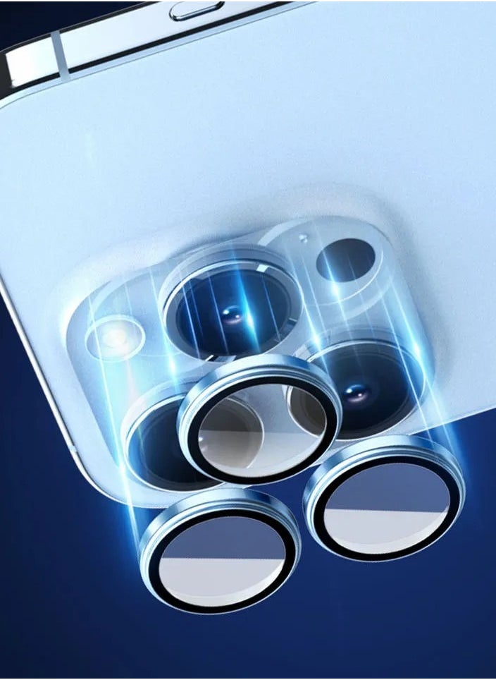 Generic Camera Lens Protector For IPhone 15 Pro Max & 15 Pro Tempered Glass Aluminum Alloy - Blue  - Image 3